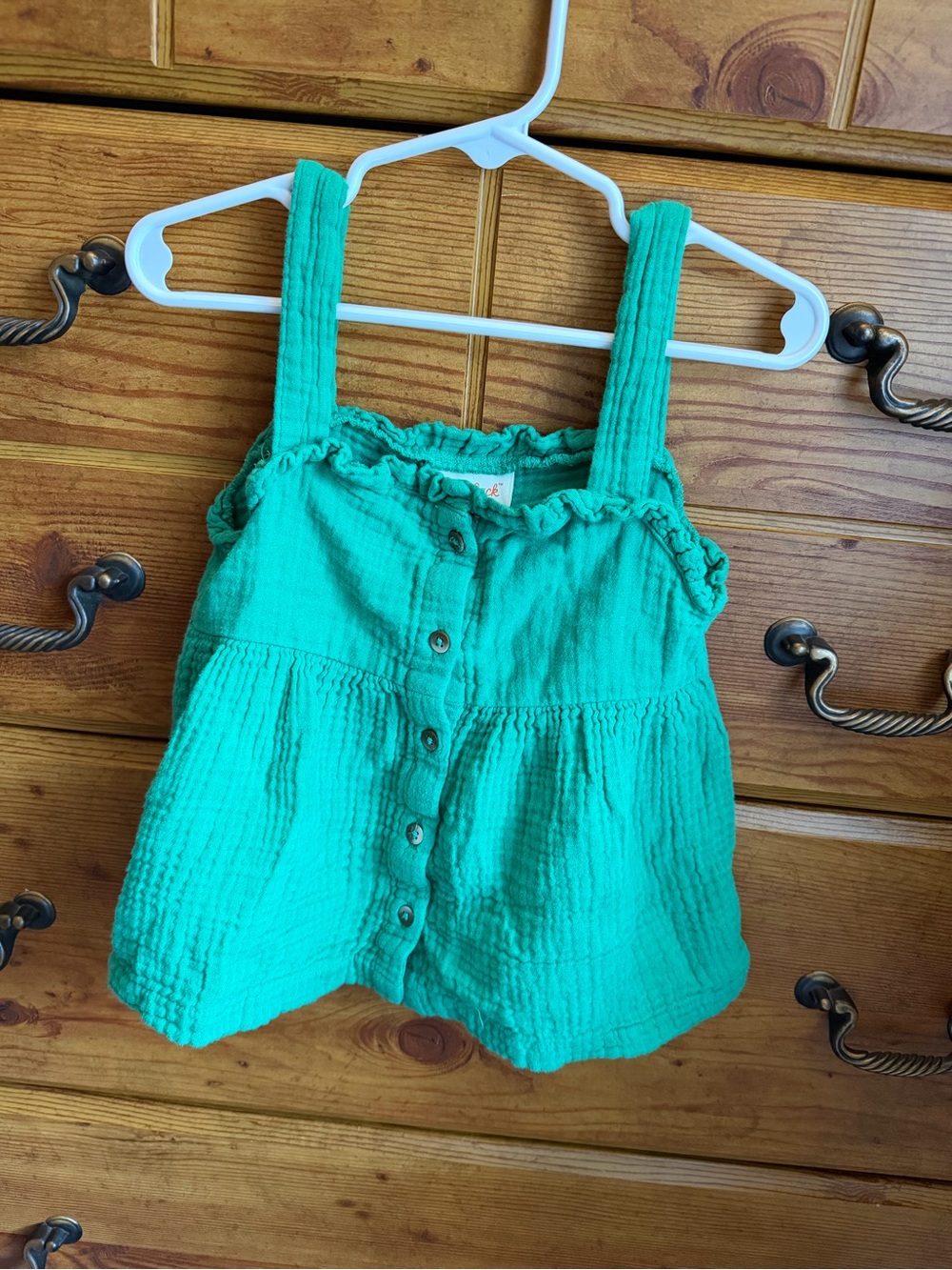 4T 100% cotton muslin green tank top